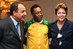 Dilma  Rousseff, Sérgio Cabral e Pelé por ocasião da cerimônia de abertura dos 5º Jogos Mundiais Militares Rio 2011