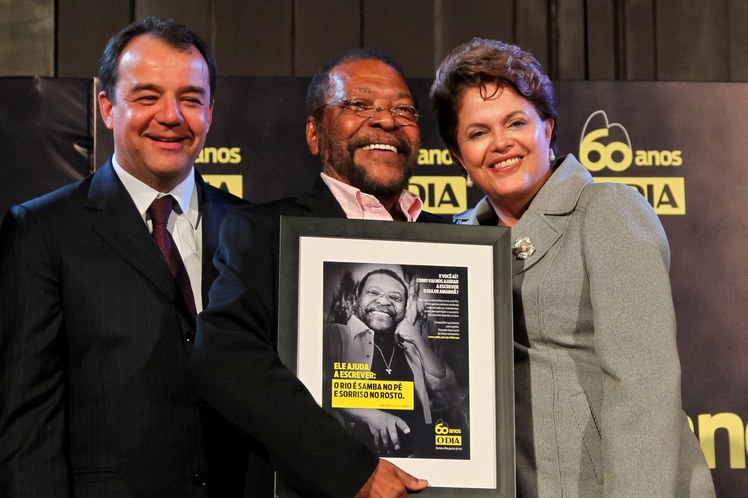 Presidenta Dilma Rousseff, o governador Sérgio Cabral e o cantor Martinho da Vila