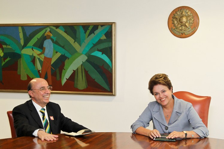 Dilma Rousseff e Henrique Meirelles, durante audiência no Palácio do Planalto
