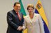 Dilma Rousseff cumprimenta o presidente da Venezuela, Hugo Chávez