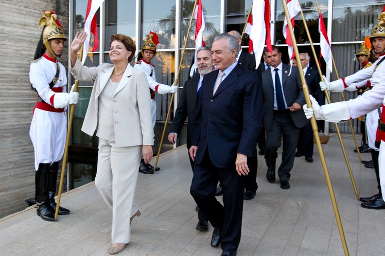 Dilma Rousseff e Michel Temer após almoço em homenagem ao presidente da Venezuela, Hugo Chávez