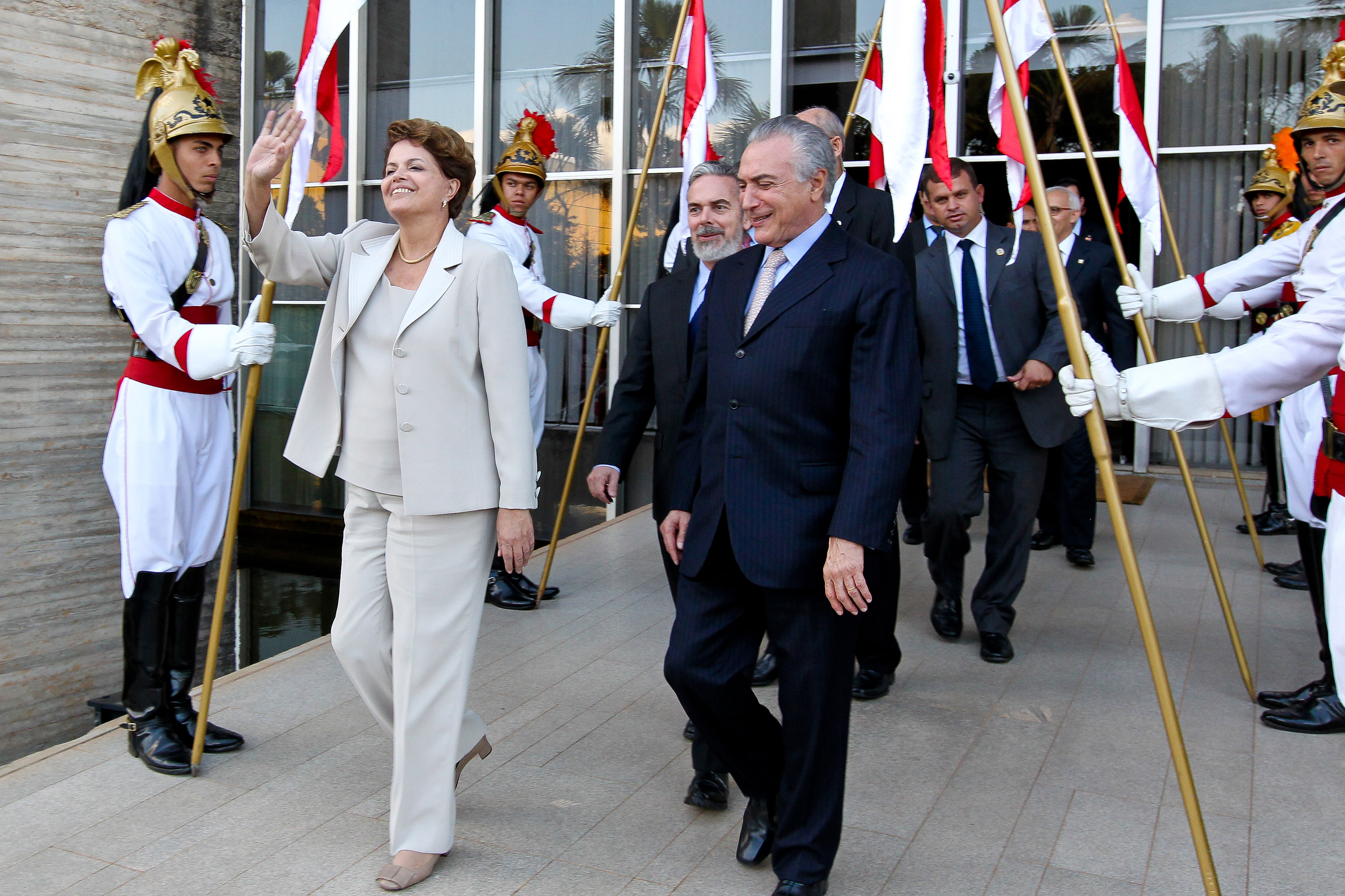 Dilma Rousseff e Michel Temer após almoço em homenagem ao presidente da Venezuela, Hugo Chávez 