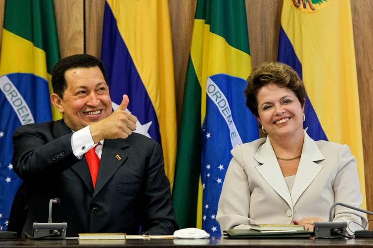 Presidenta Dilma Rousseff e o presidente da Venezuela, Hugo Chávez, durante declaração à imprensa 1