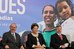 Dilma Rousseff, José Sarney e Marco Maia durante cerimônia de lançamento