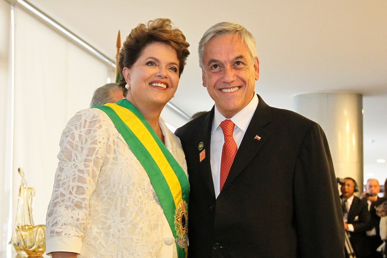 Presidenta Dilma recebe os cumprimentos do presidente do Chile, Sebastián Piñera