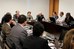 Dilma Rousseff, acompanhada dos ministros Guido Mantega e Fernando Pimentel, reúne-se com sindicalistas