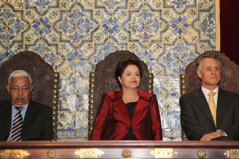 Presidenta Dilma Rousseff, o presidente de Cabo Verde, Pedro Pires, e o presidente de Portugal, Cavaco Silva, participam da cerimônia 1 Presidenta Dilma Rousseff, o presidente de Cabo Verde, Pedro Pires, e o presidente de Portugal, Cavaco Silva, participam da cerimônia 1