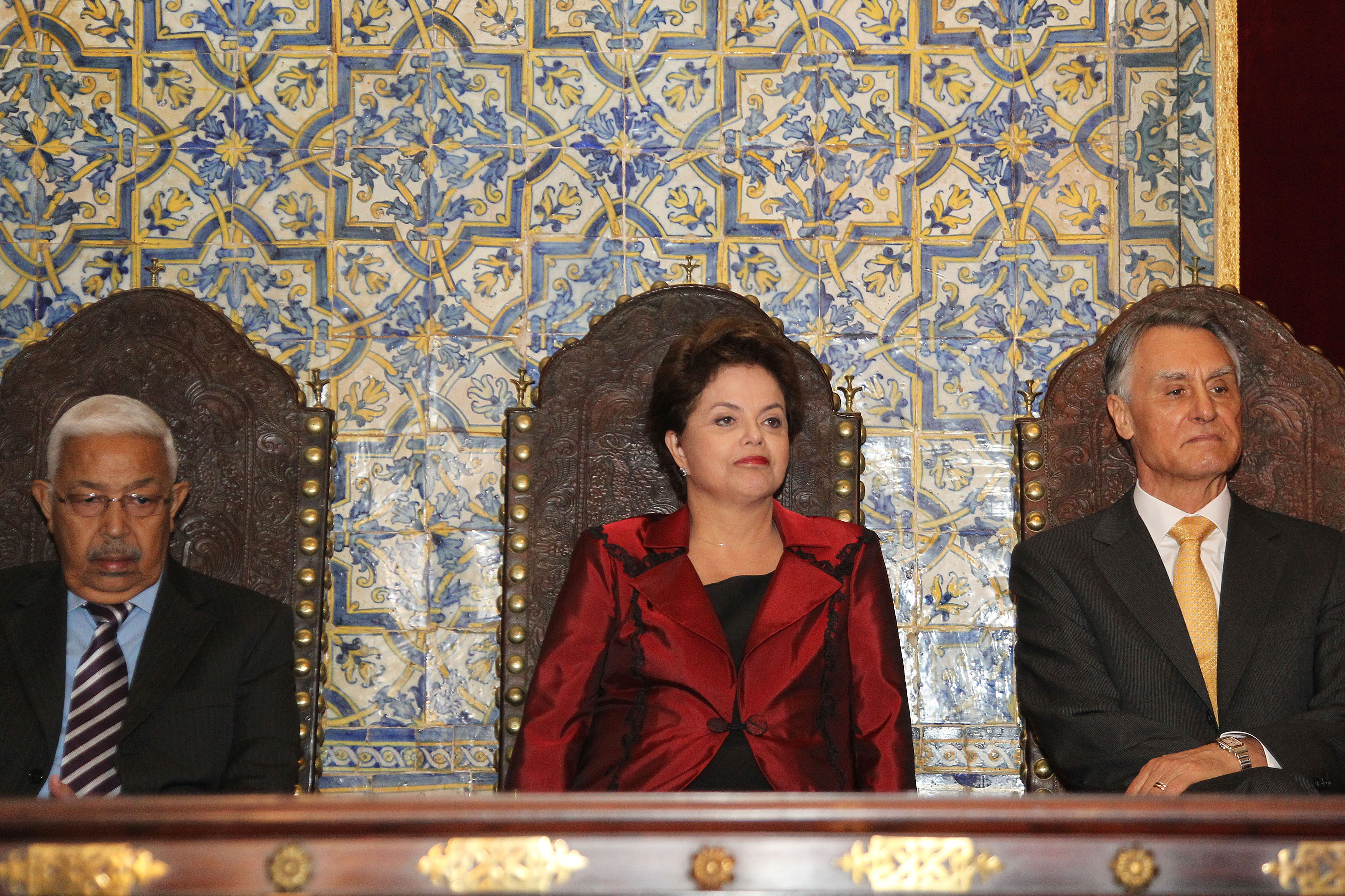 Presidenta Dilma Rousseff, o presidente de Cabo Verde, Pedro Pires, e o presidente de Portugal, Cavaco Silva, participam da cerimônia 1