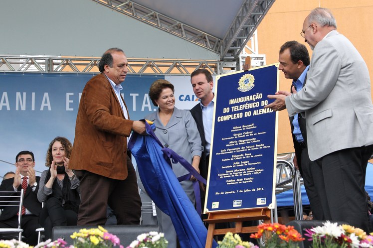 Dilma Rousseff durante cerimônia de inauguração do sistema de teleférico