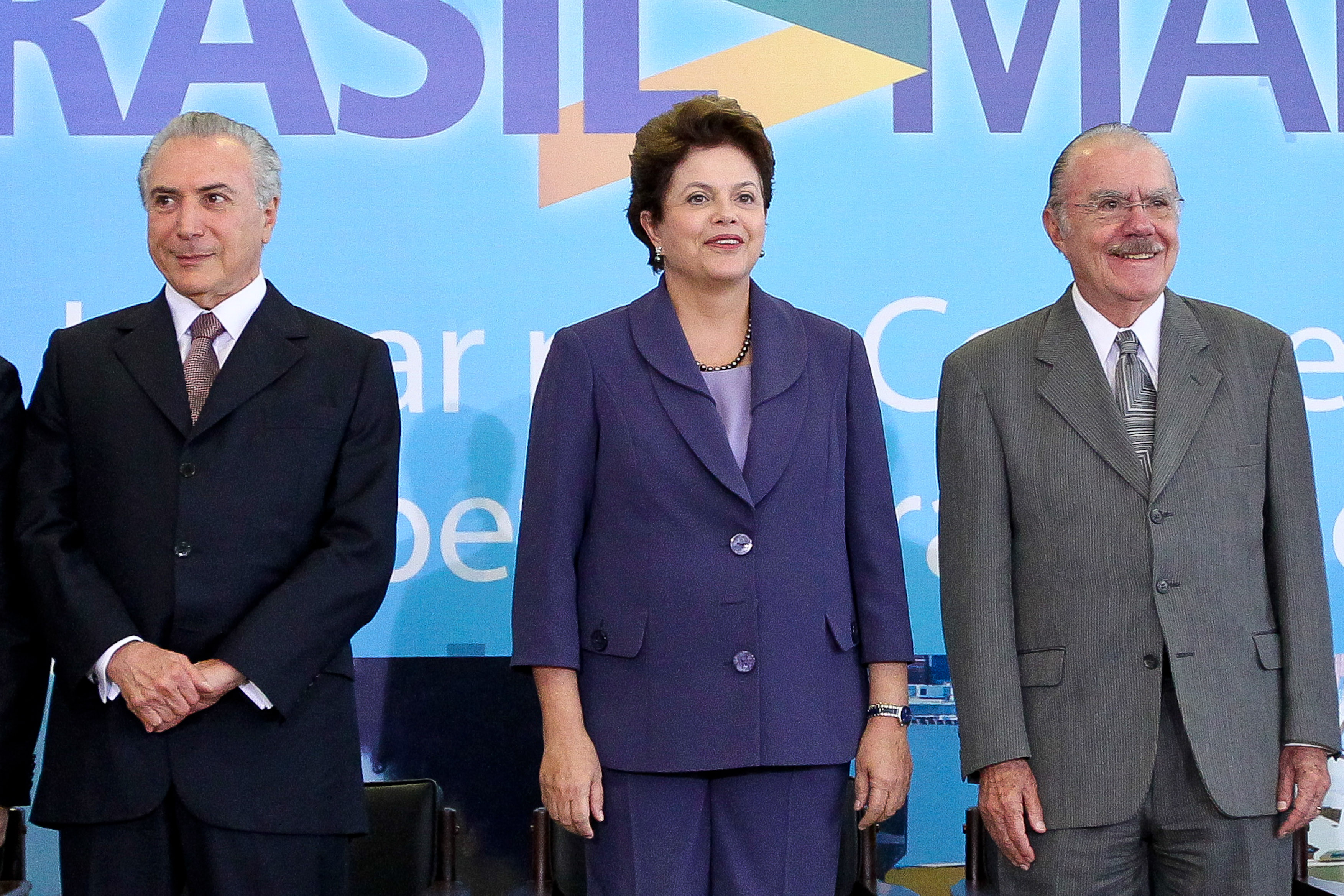  Presidenta Dilma Rousseff, vice-presidente Michel Temer e o presidente do Senado, José Sarney, durante cerimônia de lançamento do Plano Brasil Maior. Brasília-DF, 02/08/2011 