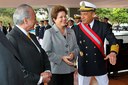 Presidenta Dilma Rousseff, o vice-presidente Michel Temer e o comandante da Marinha, Almirante de Esquadra Júlio Soares de Moura Neto, durante cerimônia de comemoração do 146º aniversário da Batalha Naval do Riachuelo. Brasília-DF, 10/06/2011