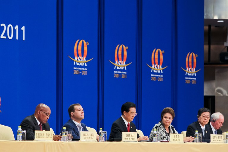 Presidenta Dilma Rousseff durante cerimônia de abertura do Fórum de Boao, na China. Boao-China, 15/04/2011 
