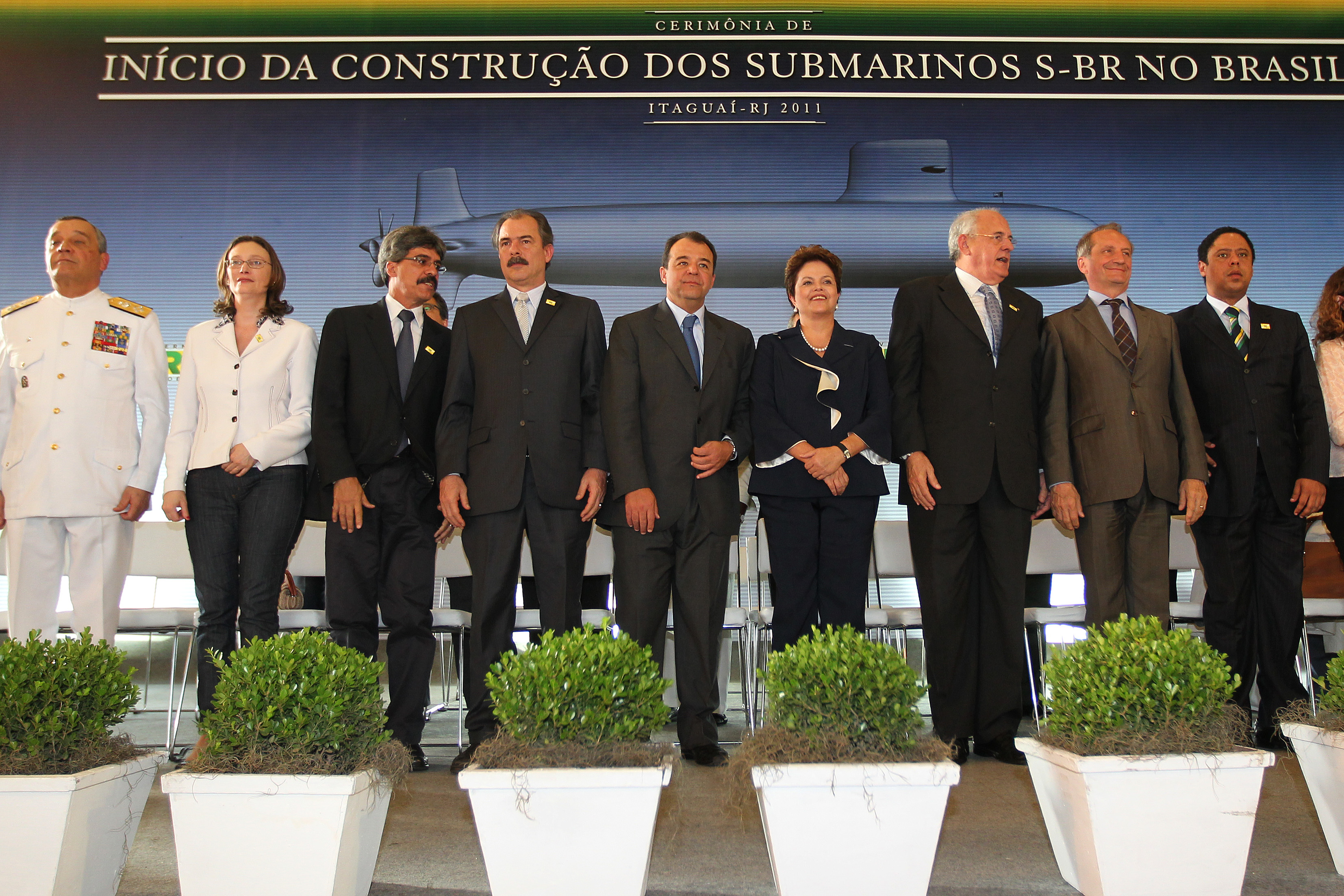 Presidenta Dilma durante cerimônia que dá início à construção de submarinos S-BR no Brasil. Itaguaí-RJ, 16/07/2011  