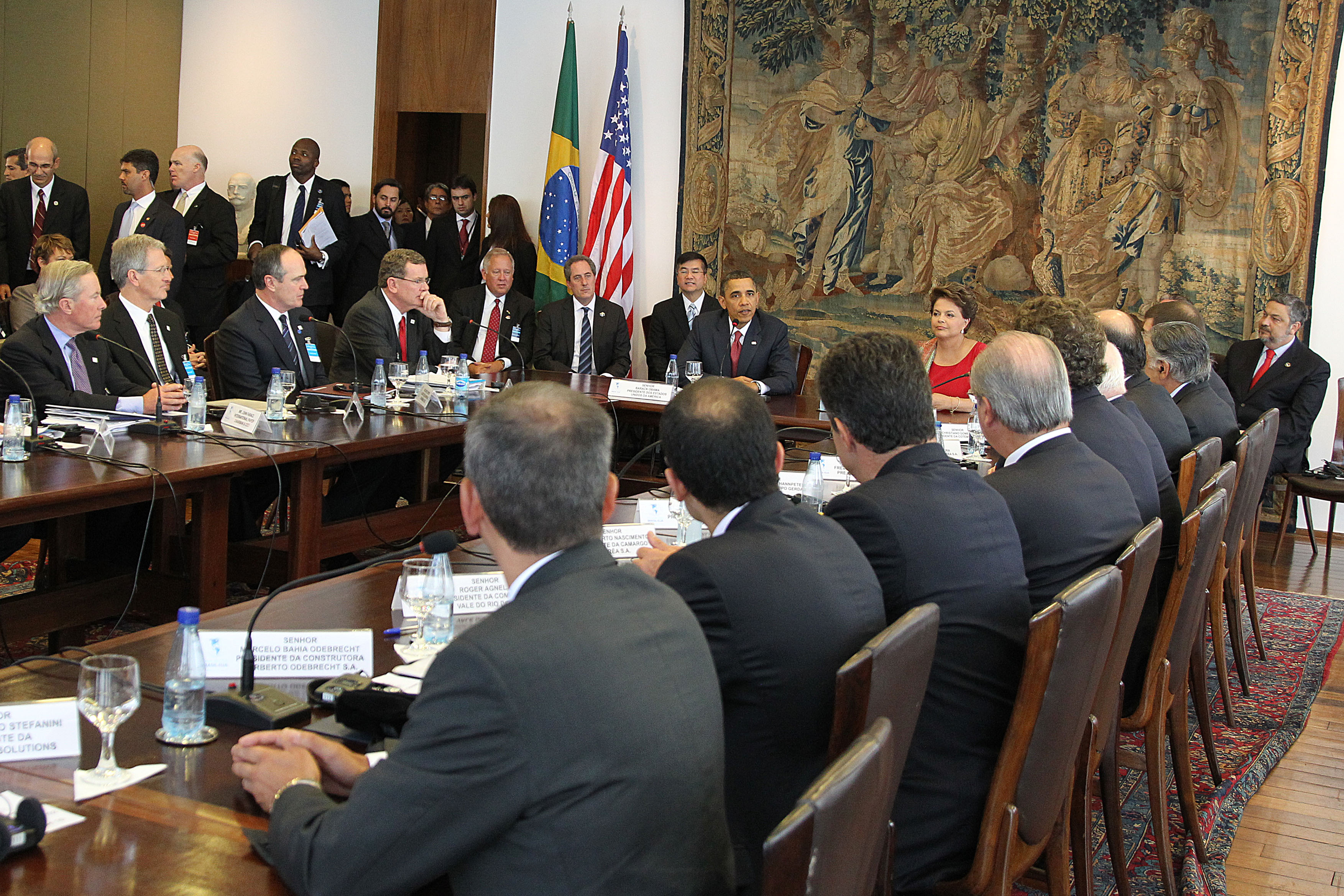 Presidenta Dilma Rousseff e o presidente dos Estados Unidos, Barack Obama, no encerramento do Fórum de CEOs Brasil - EUA. Brasília-DF, 19/03/2011