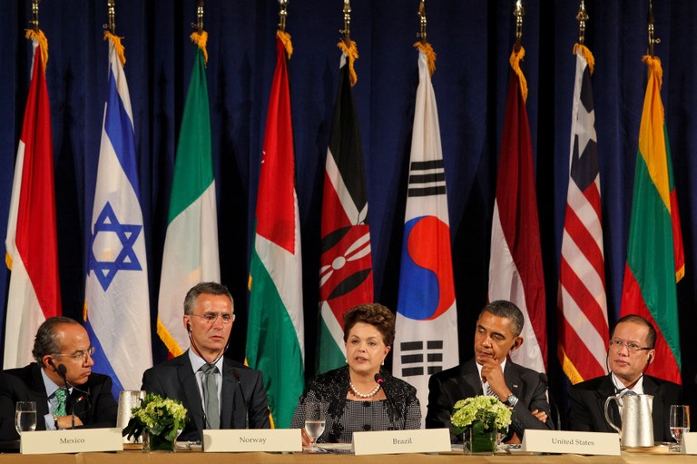 Presidenta Dilma Rousseff durante cerimônia de lançamento da parceria para governo aberto no Hotel Waldorf Astoria. Nova Iorque-EUA, 20/09/2011
