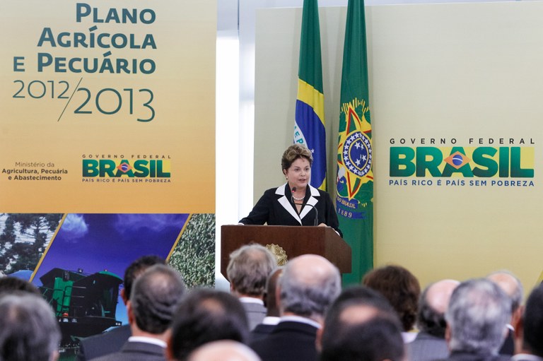 Presidenta Dilma Rousseff durante cerimônia de lançamento do Plano Agrícola e Pecuário 2012/2013. Brasília - DF, 28/06/2012