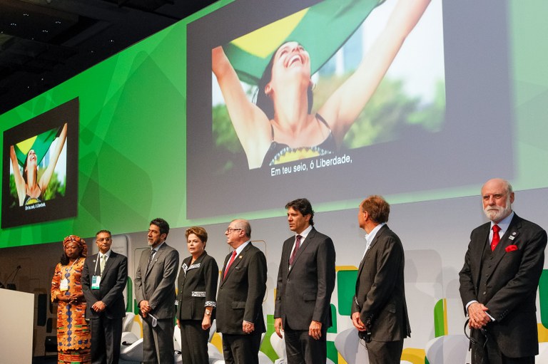 Presidenta Dilma Rousseff durante cerimônia de abertura do Encontro Global Multissetorial sobre o Futuro da Governança da Internet - NET Mundial. São Paulo - SP, 23/04/2014