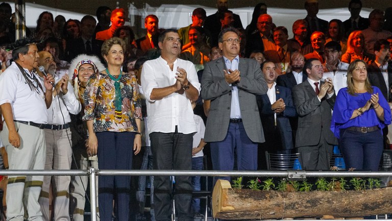 Presidenta Dilma Rousseff durante cerimônia de abertura dos Jogos Mundiais dos Povos Indígenas 2015. Palmas-TO, 23/10/2015