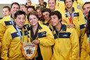 Presidenta Dilma Rousseff recebe atletas brasileiros medalhistas dos XVI Jogos Pan-Americanos de Guadalajara 2011. Brasília - DF, 09/11/2011