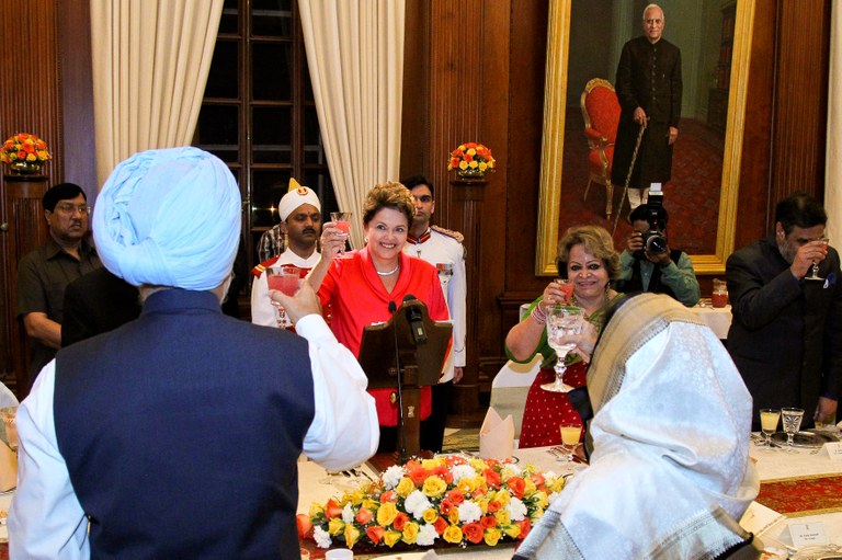 Presidenta Dilma Rousseff durante banquete oferecido pela Presidente da República da Índia, Pratibha Patil. Nova Délhi - Índia, 30/03/2012