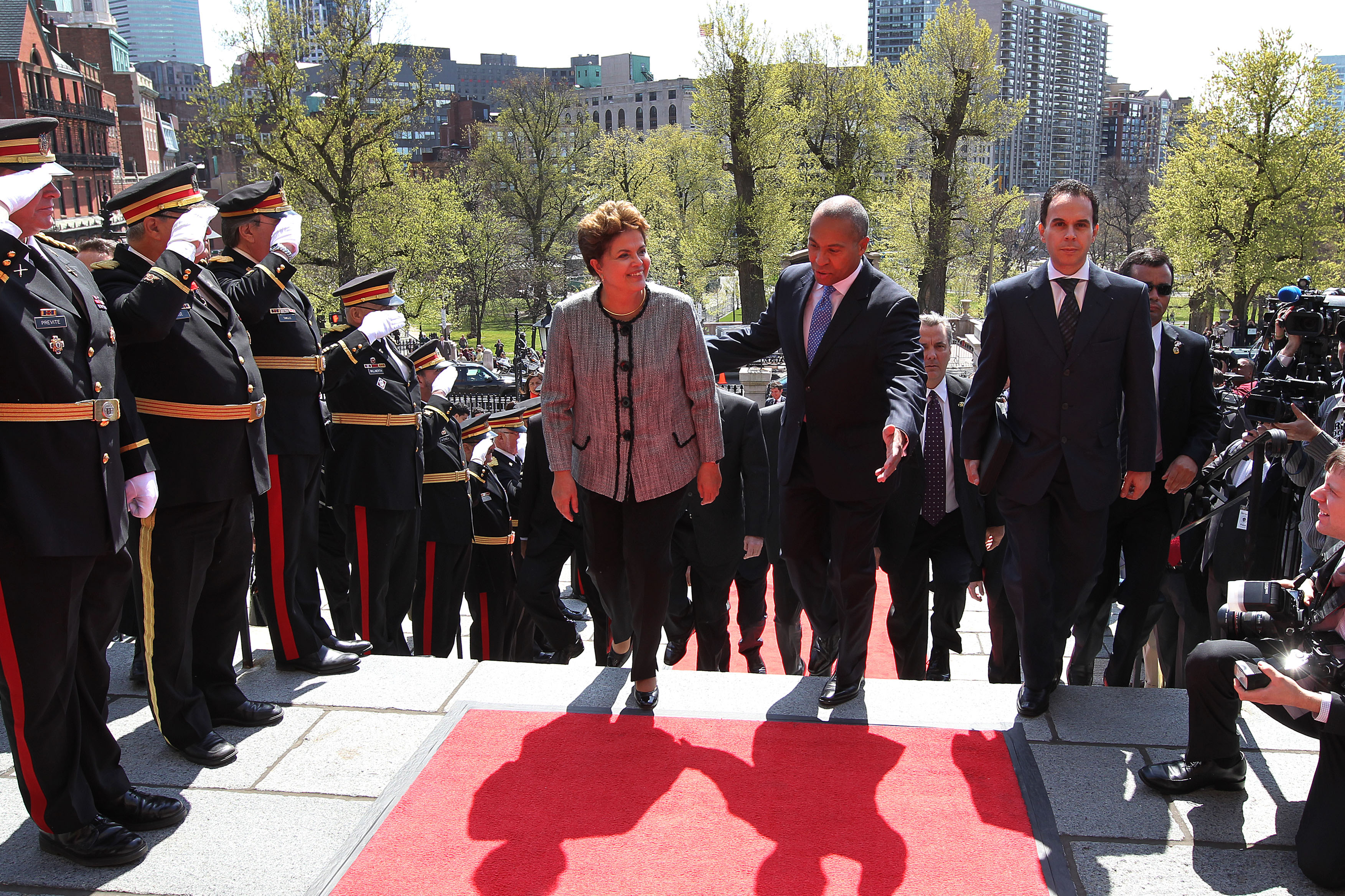 Presidenta Dilma Rousseff é recebida na State House,  pelo governador de Massachussetts, Sr. Deval Patrick . Boston-EUA, 10/04/2012