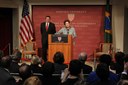 Presidenta Dilma Rousseff durante palestra na Harvard Kennedy School of Government . Boston-EUA, 10/04/2012