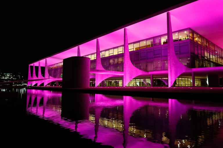  Palácio do Planalto entra na Campanha Outubro Rosa pela conscientização sobre o câncer de mama. Brasília-DF, 01/10/2013  
