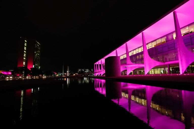  Palácio do Planalto entra na Campanha Outubro Rosa pela conscientização sobre o câncer de mama. Brasília-DF, 01/10/2013