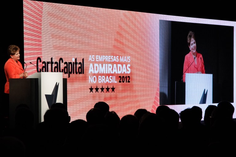 Presidenta Dilma Rousseff durante cerimônia da XV premiação das empresas mais admiradas no Brasil 2012. São Paulo-SP, 01/10/2012