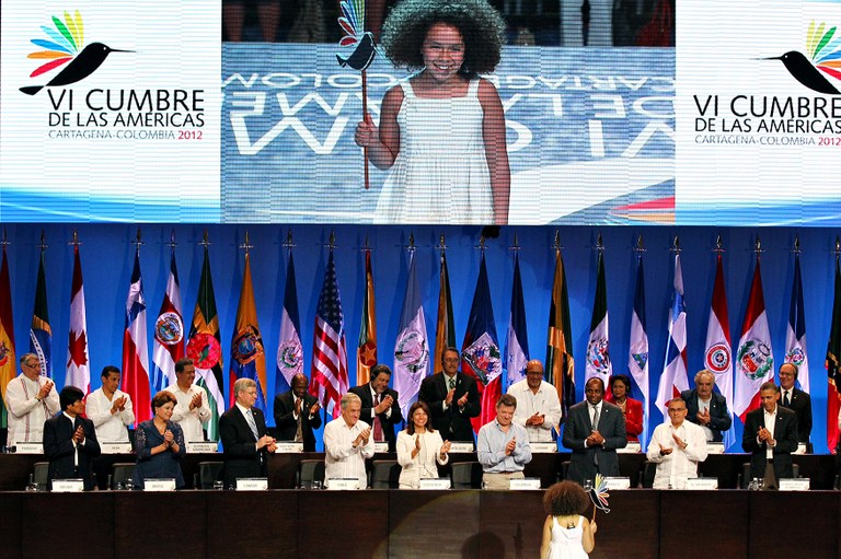 Presidenta Dilma Rousseff durante cerimônia de abertura da VI Cúpula das Américas. Cartagena-Colômbia, 14/04/2012