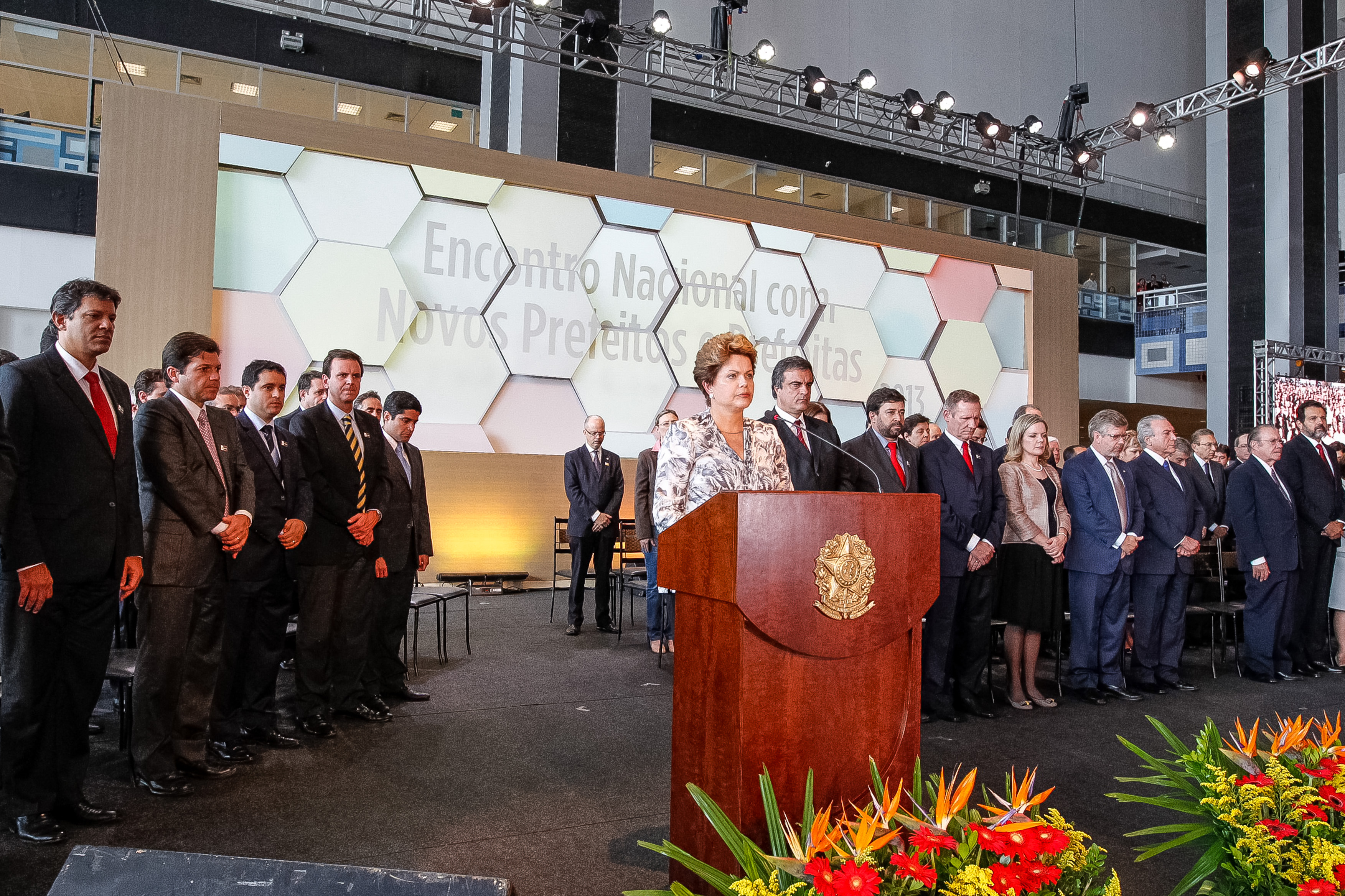 Presidenta Dilma Rousseff durante cerimônia de abertura do Encontro Nacional com os novos Prefeitos e Prefeitas. Brasília-DF, 28/01/2013