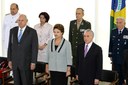 Presidenta Dilma Rousseff, o vice-presidente Michel Temer, e o ministro da Defesa, Nelson Jobim, durante cerimônia de apresentação dos novos oficiais-generais, no Palácio do Planalto. Brasília-DF, 05/04/2011 