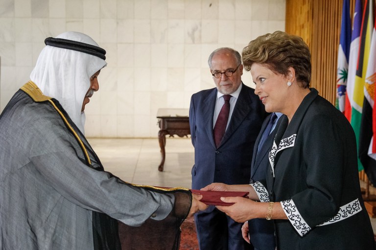 Presidenta Dilma Rousseff recebe credenciais do Sr. Mohammed Ahmad Mohammed Al-Hayki, embaixador do Estado do Catar durante cerimônia no Palácio Itamaraty. Brasília - DF, 23/01/2013