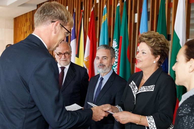 Presidenta Dilma Rousseff recebe credenciais do Sr. Josef Smets, embaixador do Reino da Bélgica durante cerimônia no Palácio Itamaraty. Brasília - DF, 23/01/2013
