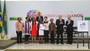 Presidenta Dilma Rousseff entrega o prêmio “Categoria Garantia dos Direitos da População Indígena, Quilombolas e dos Povos e Comunidades Tradicionais” a Coordenação Nacional de Articulação das Comunidades Negras Rurais Quilombolas (CONAQ) representada por Sandra Maria Andrade, Ana Maria Santos da Cruz e Ivone Matos na entrega do Prêmio Direitos Humanos 2015 - 21ª Edição. Brasília-DF, 11/12/2015