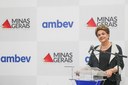  Presidenta Dilma Rousseff durante cerimônia de inauguração da Cervejaria Uberlândia Ambev. Uberlândia-MG, 04/02/2016  