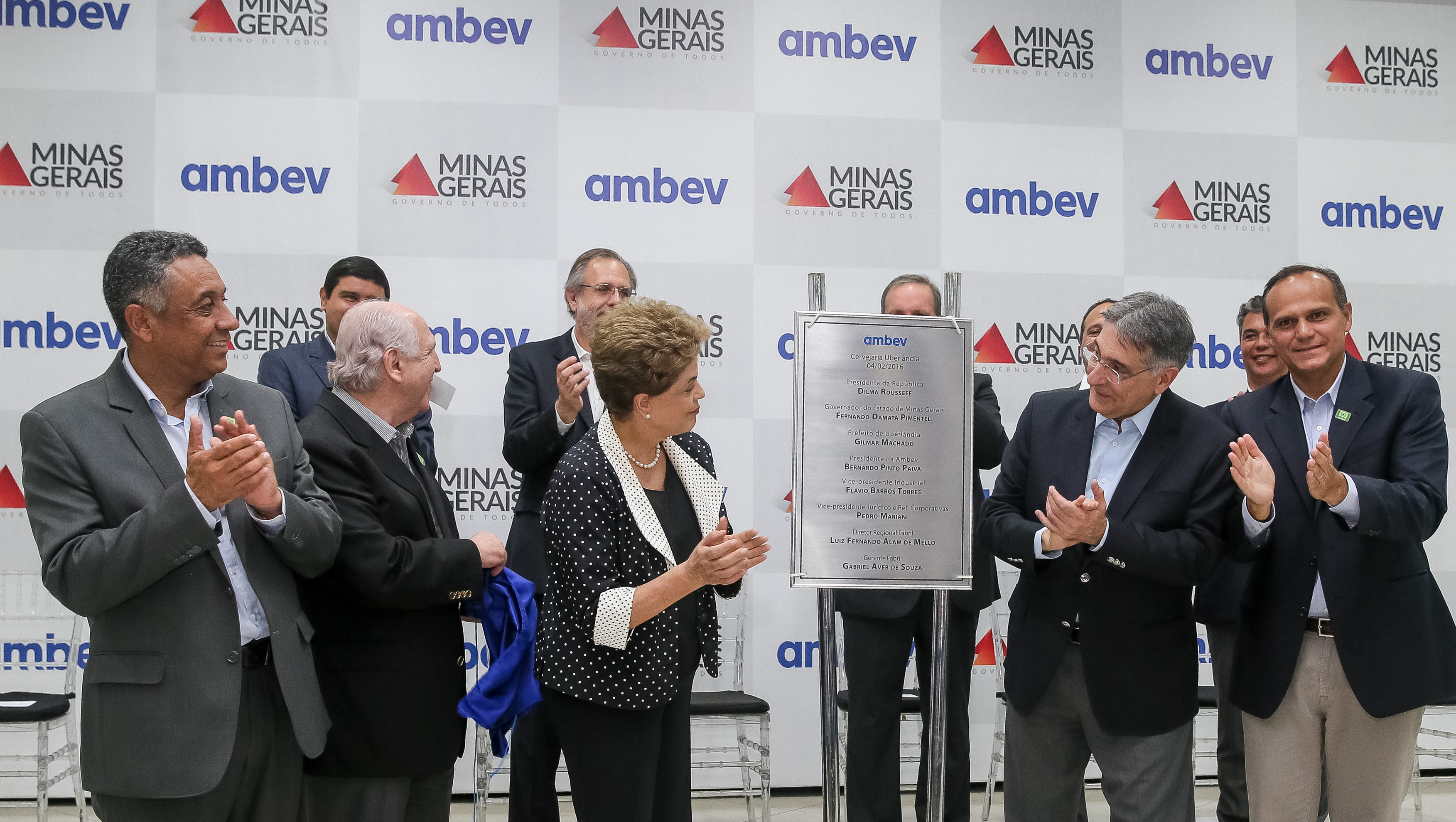  Presidenta Dilma Rousseff durante cerimônia de inauguração da Cervejaria Uberlândia Ambev. Uberlândia-MG, 04/02/2016  