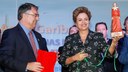 Presidenta Dilma Rousseff durante cerimônia de inauguração da ponte Anita Garibaldi. Laguna-SC, 15/07/2015