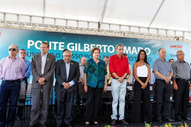 Presidenta Dilma Rousseff durante cerimônia de inauguração da Ponte Gilberto Amado, rodovia SE-100 Estância / Indiaroba. Rodovia SE-100 - Estância / Indiaroba - SE, 29/01/2013 
