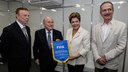 Presidenta Dilma Rousseff e o Sr. Joseph Blatter presidente da FIFA, o Sr. José Maria Marin Presidente do Comitê Local e o ministro do esporte Aldo Rebelo durante cerimônia de sorteio das chaves da copa das confederações 2013. São Paulo - SP, 01/12/2012