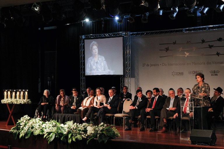 Presidenta Dilma Rousseff durante cerimônia do dia internacional em memória das vítimas do Holocausto. Brasília-DF, 30/01/2013