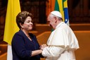 Presidenta Dilma Rousseff durante cerimônia oficial de chegada de Sua Santidade o Papa Francisco no Palácio Guanabara. Rio de Janeiro - RJ, 22/07/2013