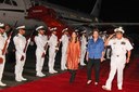 Presidenta Dilma Rousseff recebe cumprimentos na chegada à Colômbia. Cartagena-Colômbia, 13/04/2012