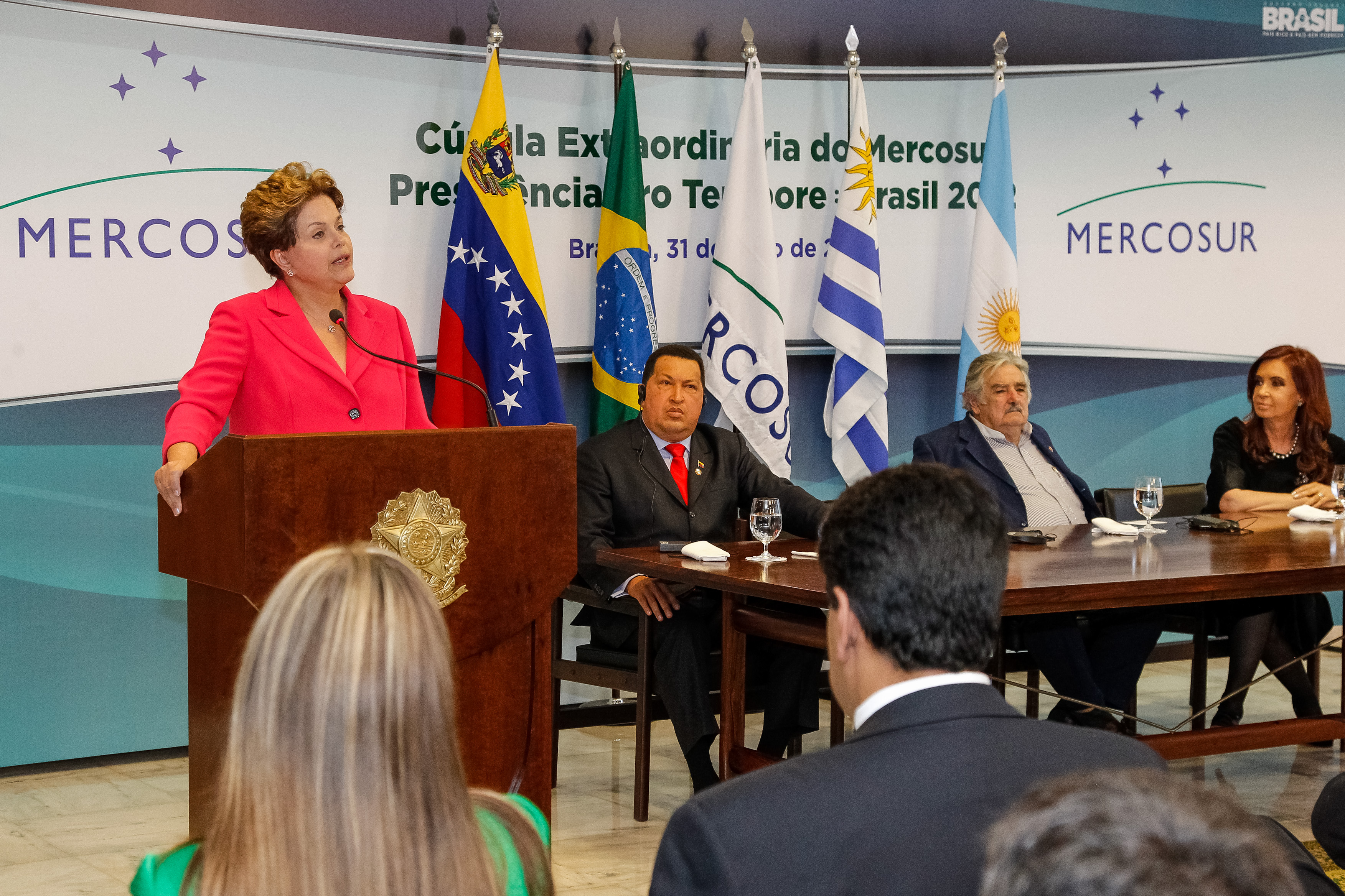 Presidenta Dilma Rousseff durante declaração à imprensa, Cúpula Extraordinária do Mercosul. Brasília - DF, 31/07/2012