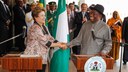 Presidenta Dilma Rousseff e o Presidente da Nigéria, Goodluck Jonathan durante declaração à imprensa. Abuja - Nigéria, 23/02/2013