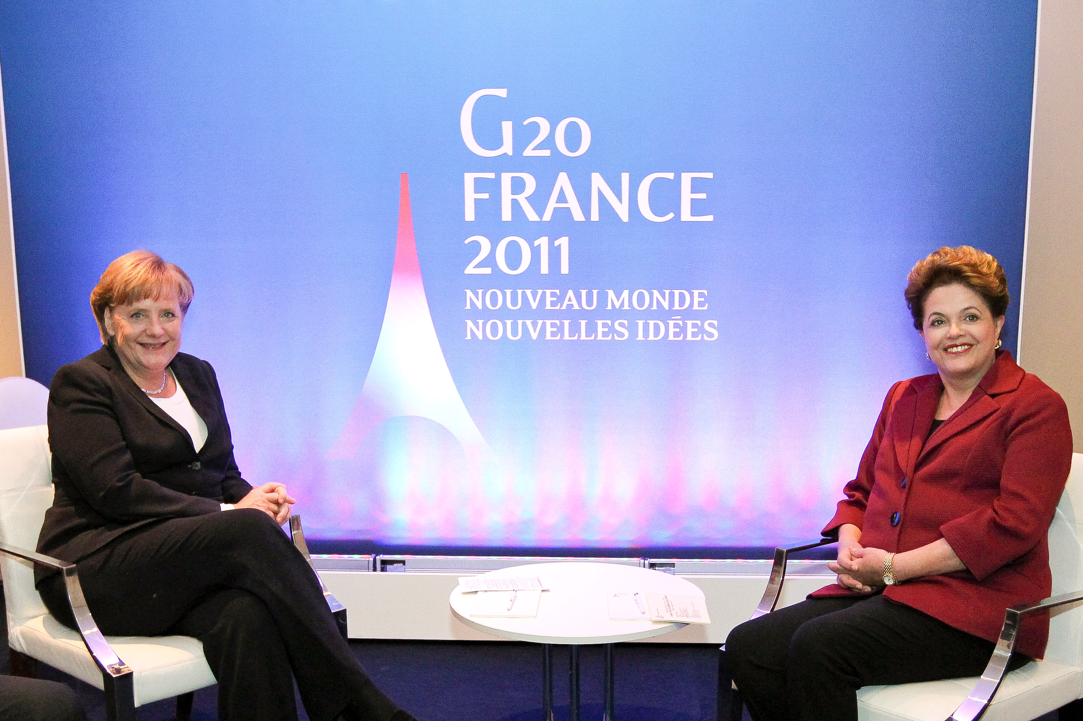 Presidenta Dilma Rousseff durante encontro com a primeira-ministra da Alemanha, Angela Merkel na Cúpula de Líderes do G20. Cannes - França, 04/11/2011