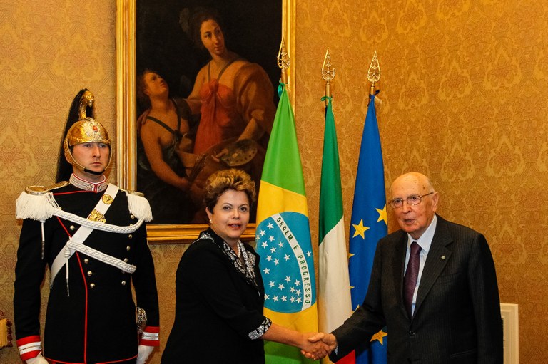 Presidenta Dilma Rousseff durante encontro com Giorgio Napolitano Presidente da Itália no Palácio Quirinale. Roma - Itália, 18/03/2013