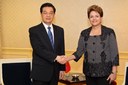 Presidenta Dilma Rousseff durante encontro com Hu Jintao Presidente da China. Cannes - França, 02/11/2011
