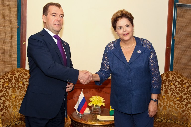 Presidenta Dilma Rousseff durante encontro com o Presidente da Federação Russa, Dmitri Medvedev. Nova Délhi - Índia, 29/03/2012