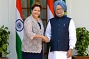 Presidenta Dilma Rousseff durante encontro com o Primeiro-Ministro da Índia, Manmohan Singh. Nova Délhi - Índia, 30/03/2012